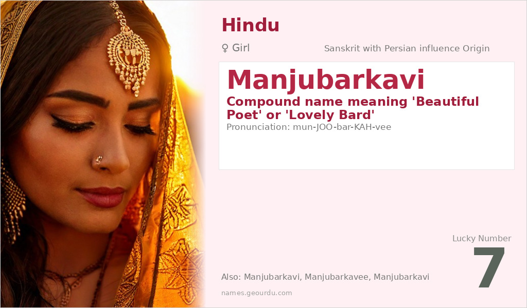 Manjubarkavi Name Meaning and Details
