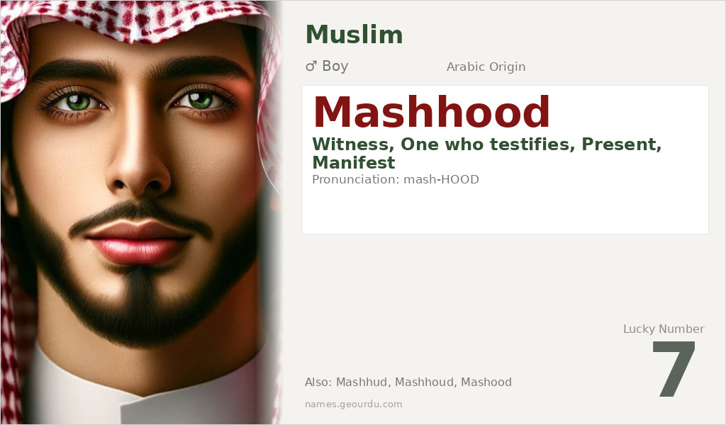 Mashhood Name Meaning and Details