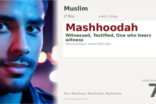 Mashhoodah Name Meaning — Arabic Origin, Boy Gender & Details (2025)