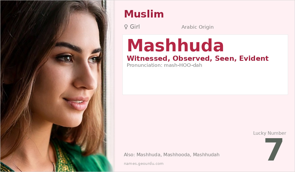 Mashhuda Name Meaning and Details