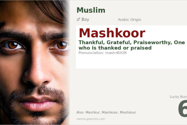 Mashkoor Name Meaning — Arabic Origin, Boy & Islamic Details (2025)