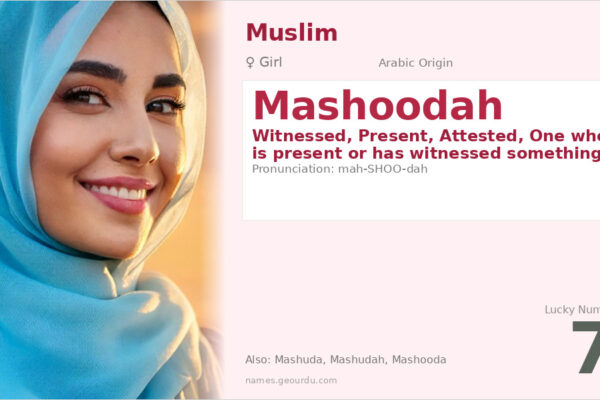 Mashoodah Name Meaning — Arabic Origin, Girl Name & Details (2025)