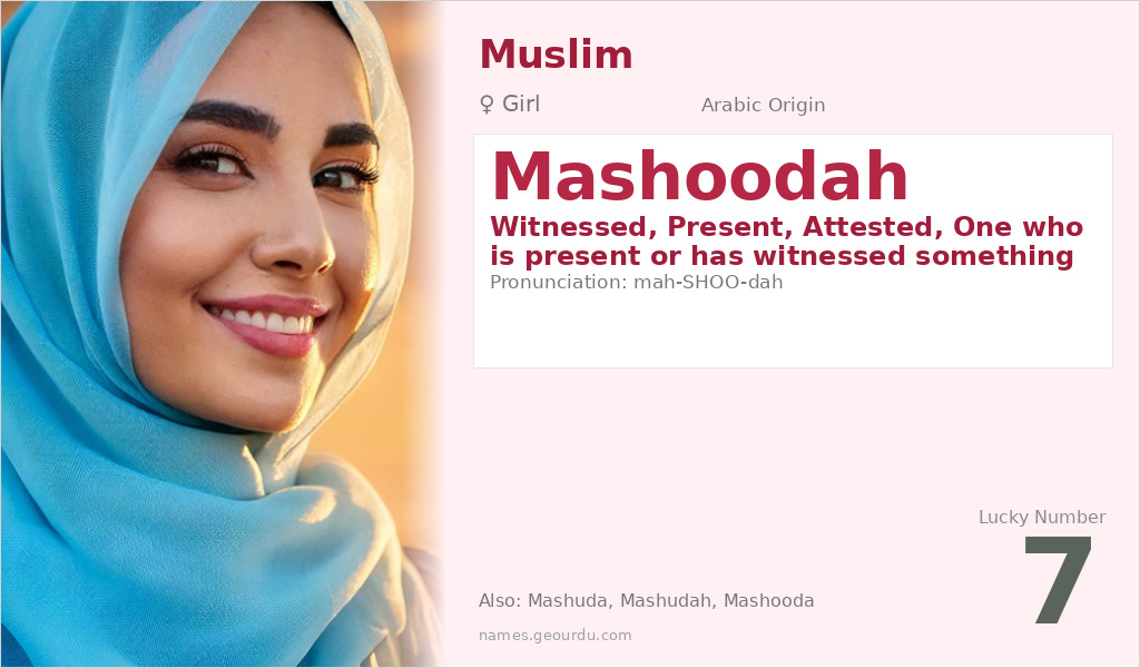 Mashoodah Name Meaning and Details