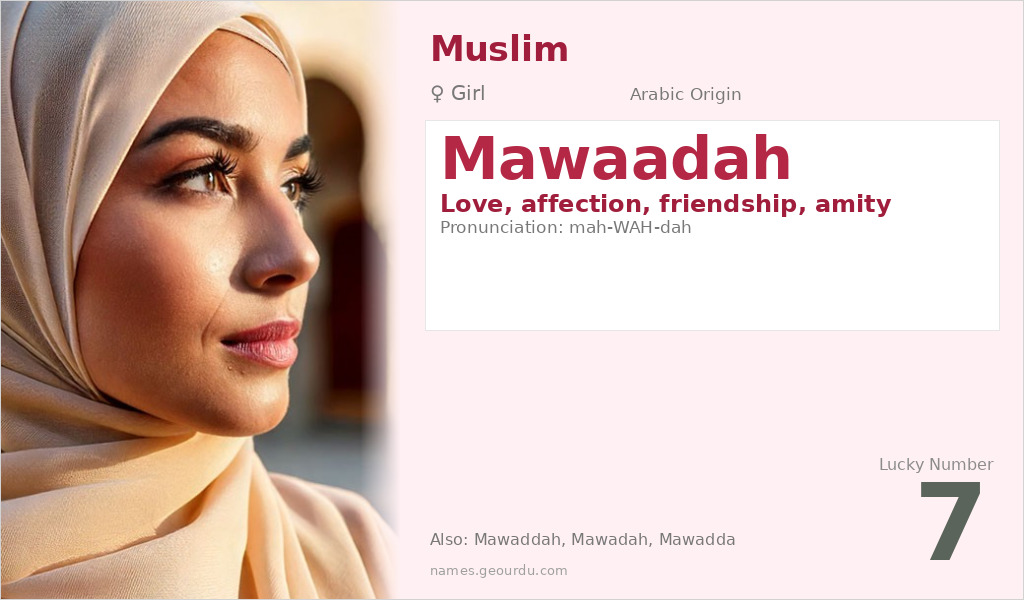 Mawaadah Name Meaning and Details
