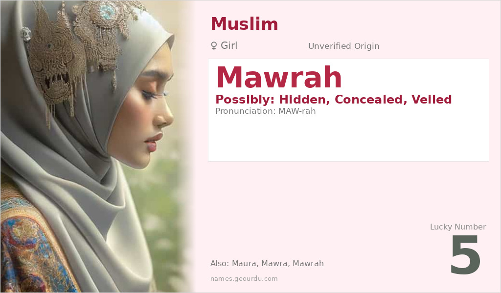 Mawrah Name Meaning and Details