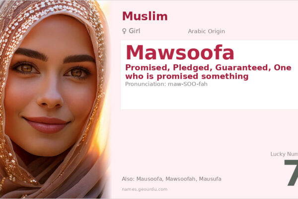 Mawsoofa Name Meaning — Arabic Origin, Girl Name & Details (2025)