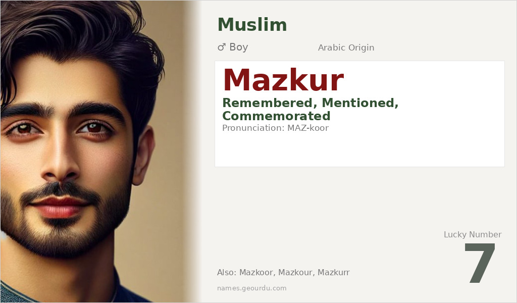Mazkur Name Meaning and Details