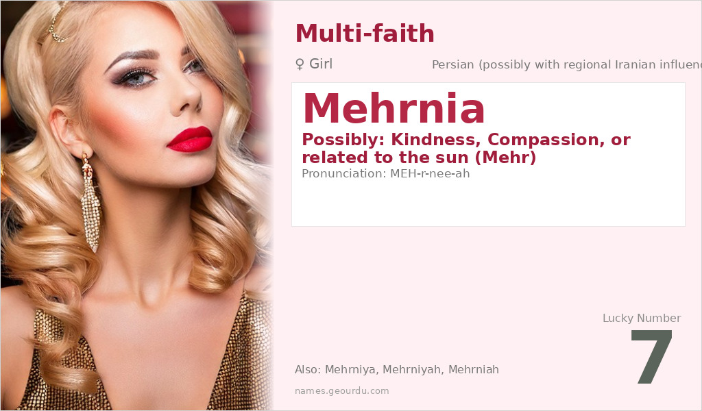 Mehrnia Name Meaning and Details