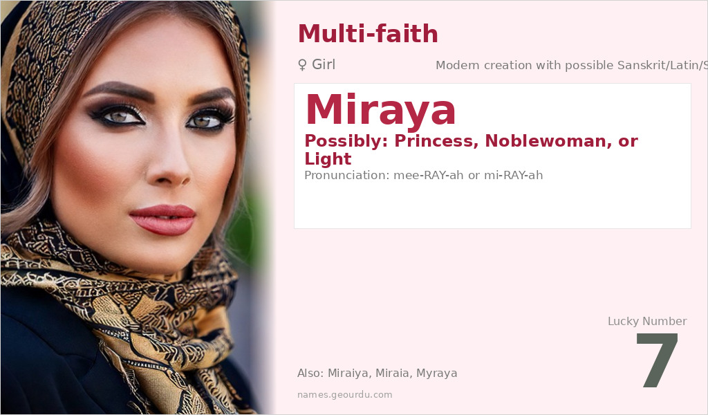 Miraya Name Meaning and Details
