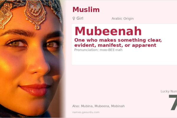 Mubeenah Name Meaning — Arabic Origin, Girl Name & Details (2025)