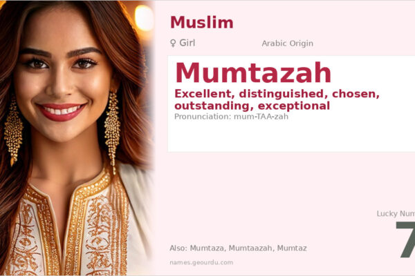 Mumtazah Name Meaning — Arabic Origin, Girl Name & Details (2025)