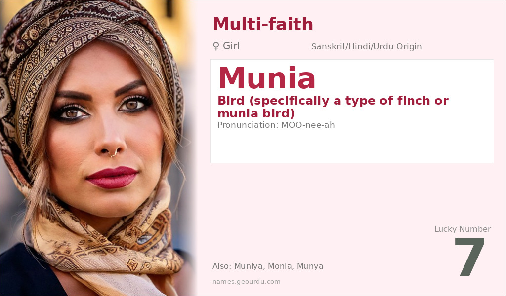 Munia Name Meaning and Details