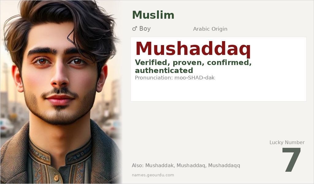 Mushaddaq Name Meaning and Details