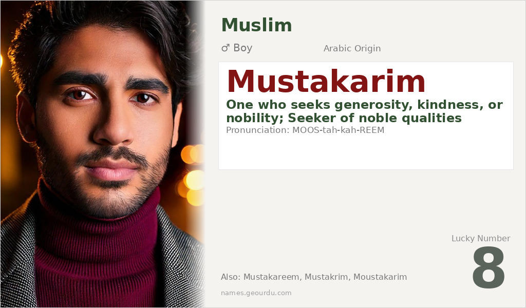 Mustakarim Name Meaning and Details