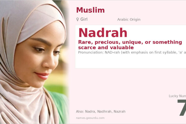 Nadrah Name Meaning — Arabic Origin, Girl Name & Details (2025)