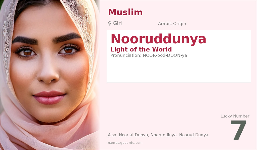 Nooruddunya Name Meaning and Details