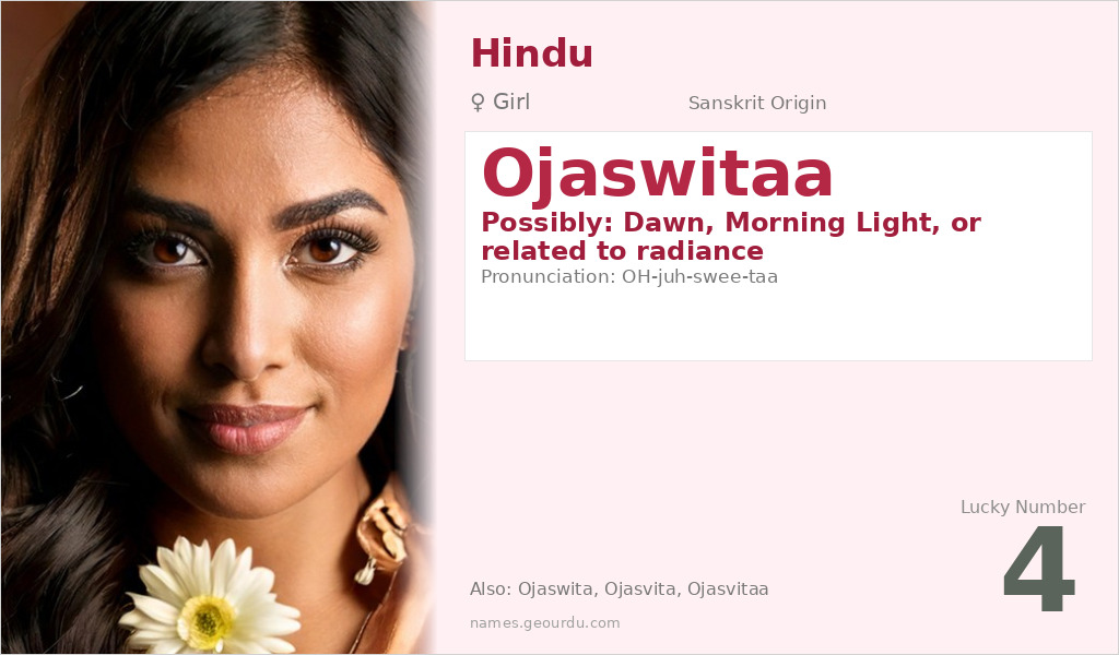 Ojaswitaa Name Meaning and Details