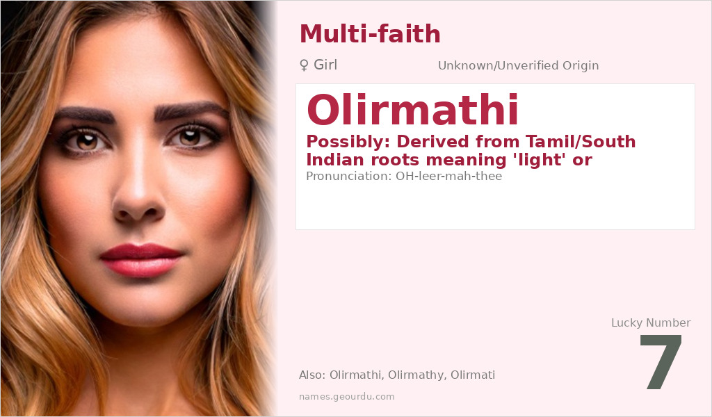 Olirmathi Name Meaning and Details