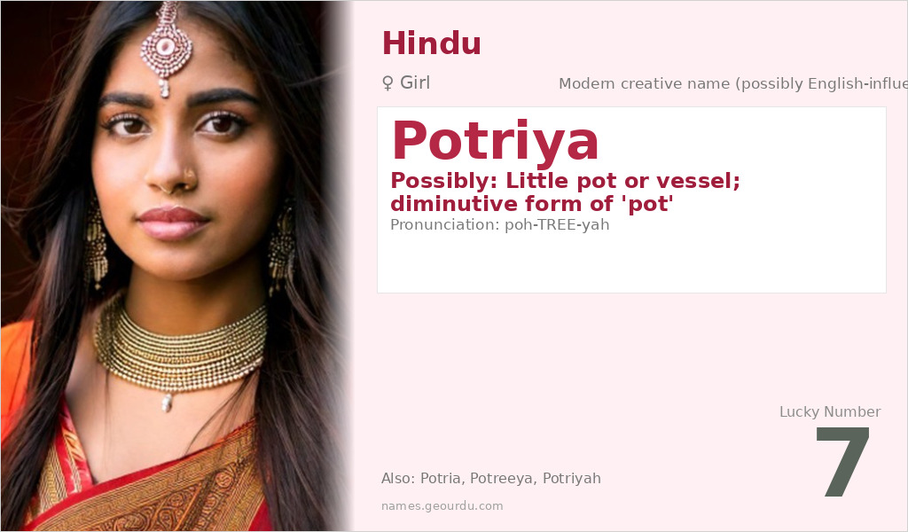 Potriya Name Meaning and Details