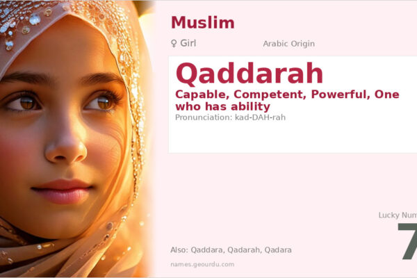 Qaddarah Name Meaning — Arabic Origin, Girl & Details (2025)