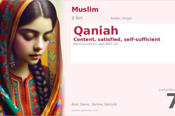 Qaniah Name Meaning — Arabic Origin, Girl Name & Details (2025)
