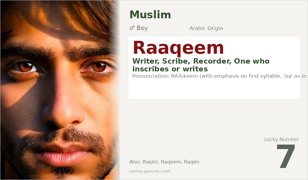 Raaqeem Name Meaning and Details