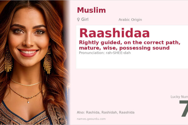 Raashidaa Name Meaning — Arabic Origin, Girl Name & Details (2025)
