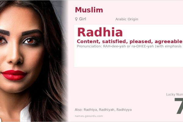 Radhia Name Meaning — Arabic Origin, Girl Name & Details (2025)