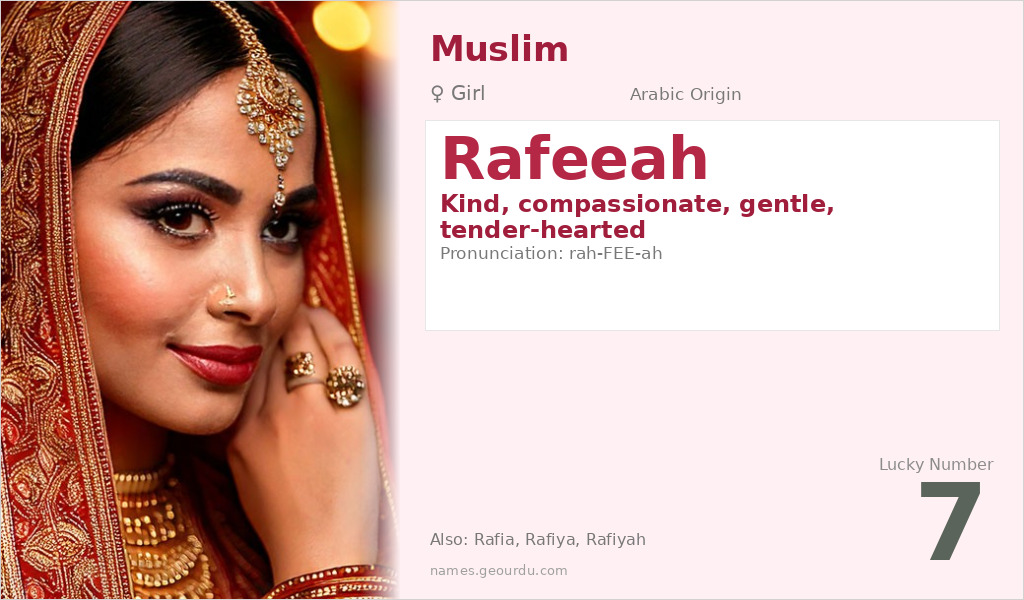 Rafeeah Name Meaning and Details