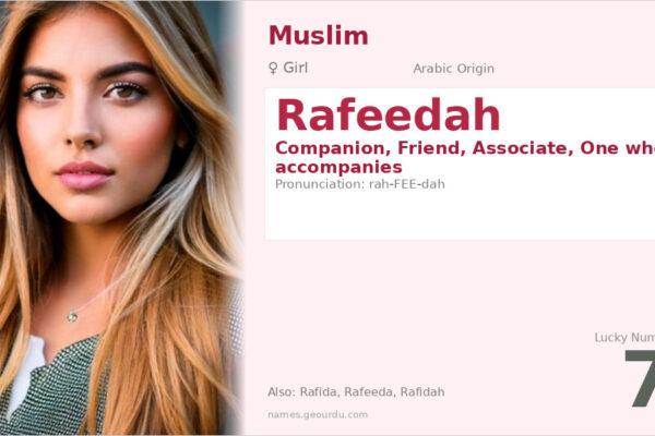 Rafeedah Name Meaning — Arabic Origin, Girl Name & Details (2025)