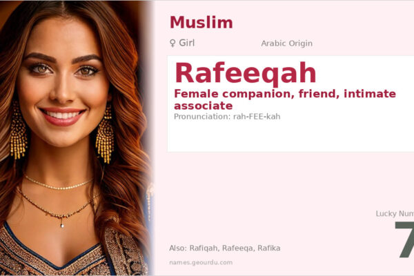 Rafeeqah Name Meaning — Arabic Origin, Girl Name & Details (2025)
