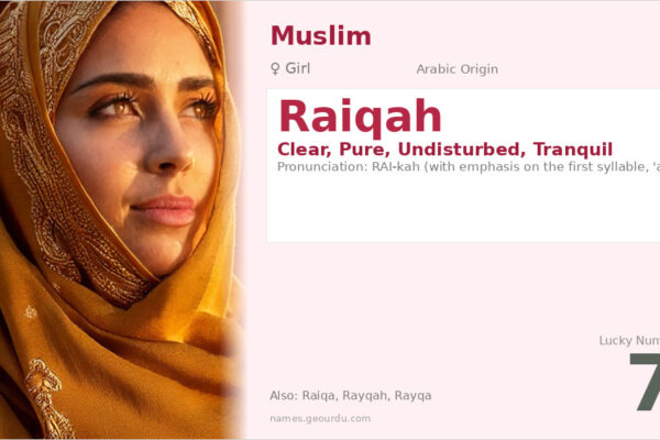Raiqah Name Meaning — Arabic Origin, Girl Name & Details (2025)