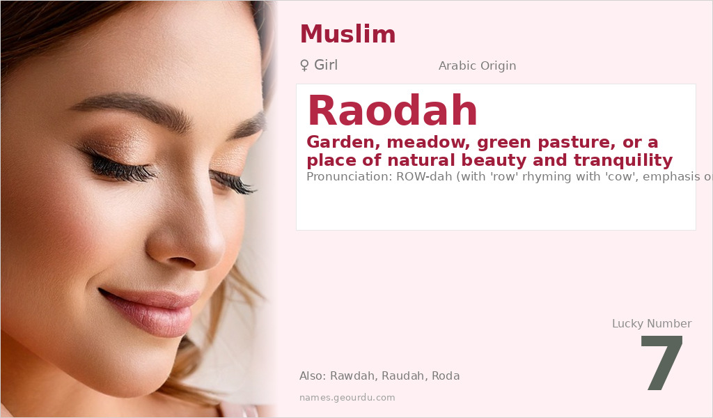 Raodah Name Meaning and Details