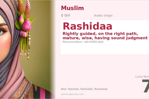 Rashidaa Name Meaning — Arabic Origin, Girl Name & Islamic Significance (2025)