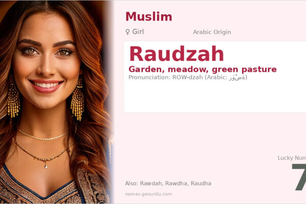 Raudzah Name Meaning — Arabic Origin, Girl Name & Details (2025)