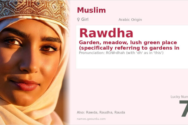 Rawdha Name Meaning — Arabic Origin, Girl Name & Islamic Significance (2025)