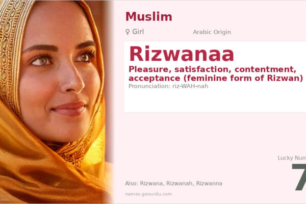 Rizwanaa Name Meaning — Arabic Origin, Girl Name & Details (2025)