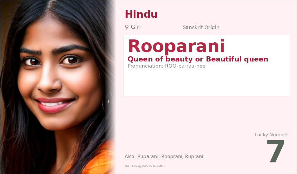 Rooparani Name Meaning and Details