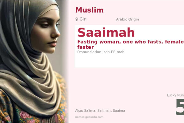Saaimah Name Meaning — Arabic Origin, Girl Name & Details (2025)