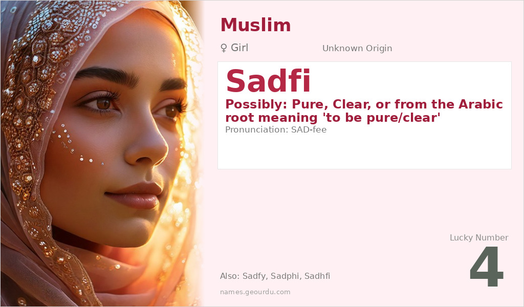 Sadfi Name Meaning and Details