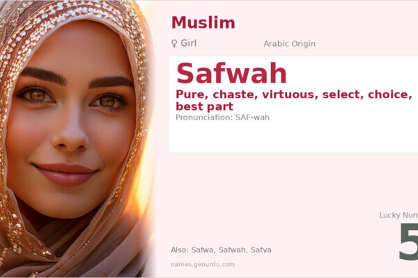 Safwah Name Meaning — Arabic Origin, Girl Name & Details (2025)