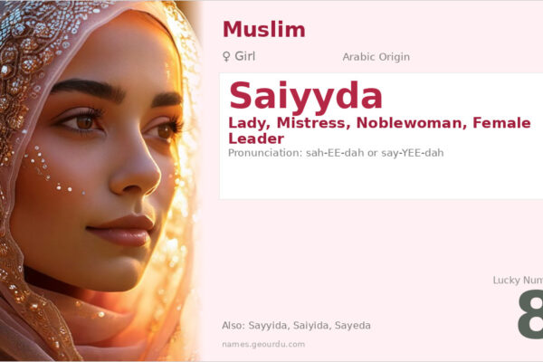 Saiyyda Name Meaning — Arabic Origin, Girl Name & Islamic Significance (2025)