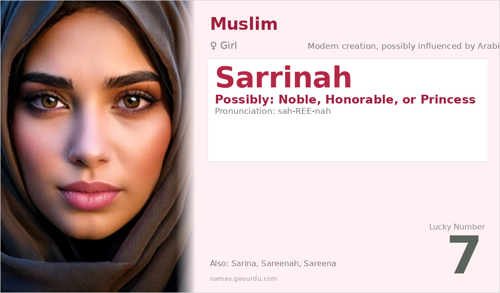 Sarrinah Name Meaning and Details