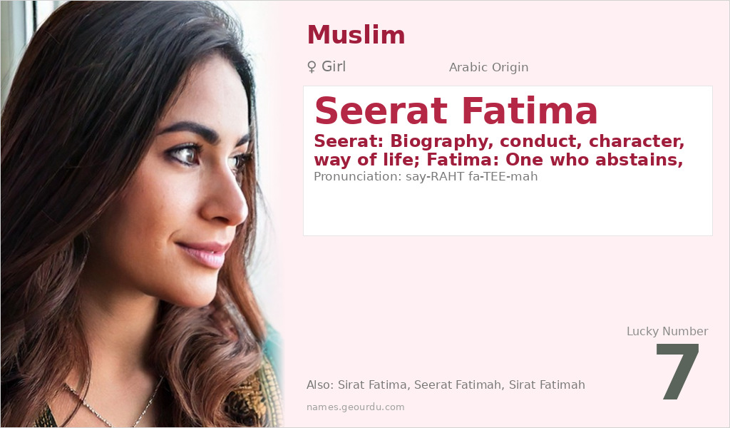 Seerat Fatima Name Meaning and Details