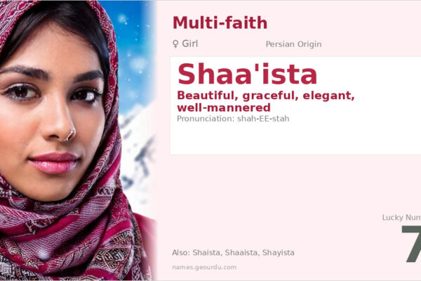 Shaa’ista Name Meaning — Persian Origin, Girl Name & Details (2025)