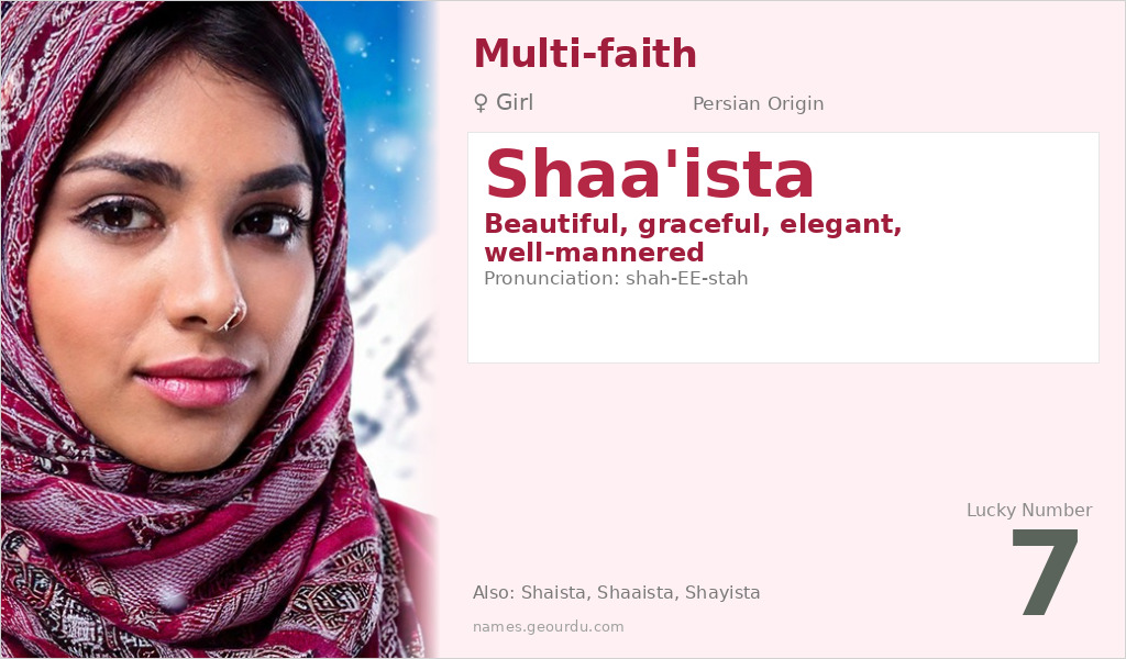 Shaa'ista Name Meaning and Details