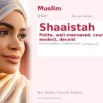 Shaaistah Name Meaning and Details
