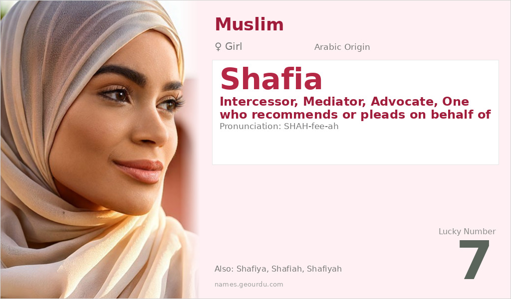 Shafia Name Meaning and Details