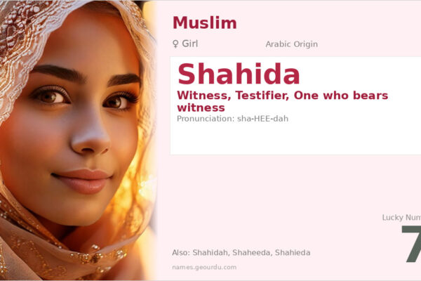 Shahida Name Meaning — Arabic Origin, Girl Name & Details (2025)