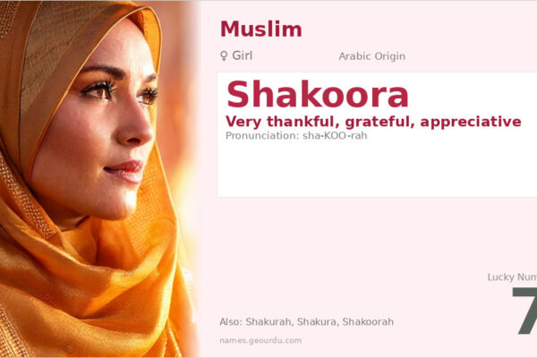 Shakoora Name Meaning — Arabic Origin, Girl Name & Details (2025)